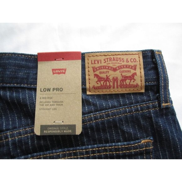 New W/ Tag Levis Low Pro Mid Rise Pin Stripe Denim Jeans Sz 30x30 (MP337) - Picture 5 of 7